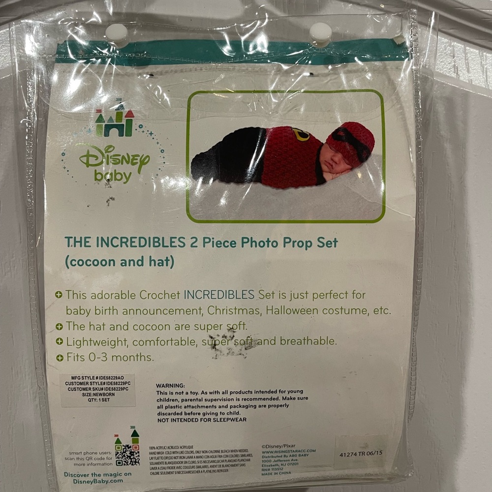 Disney Baby Newborn Crochet Cocoon The Incredibles Costume 0/3 Mo Boy/Girl